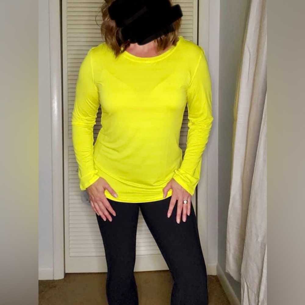 New in bag Zyia Yellow Subtle Stripe Long Sleeve T